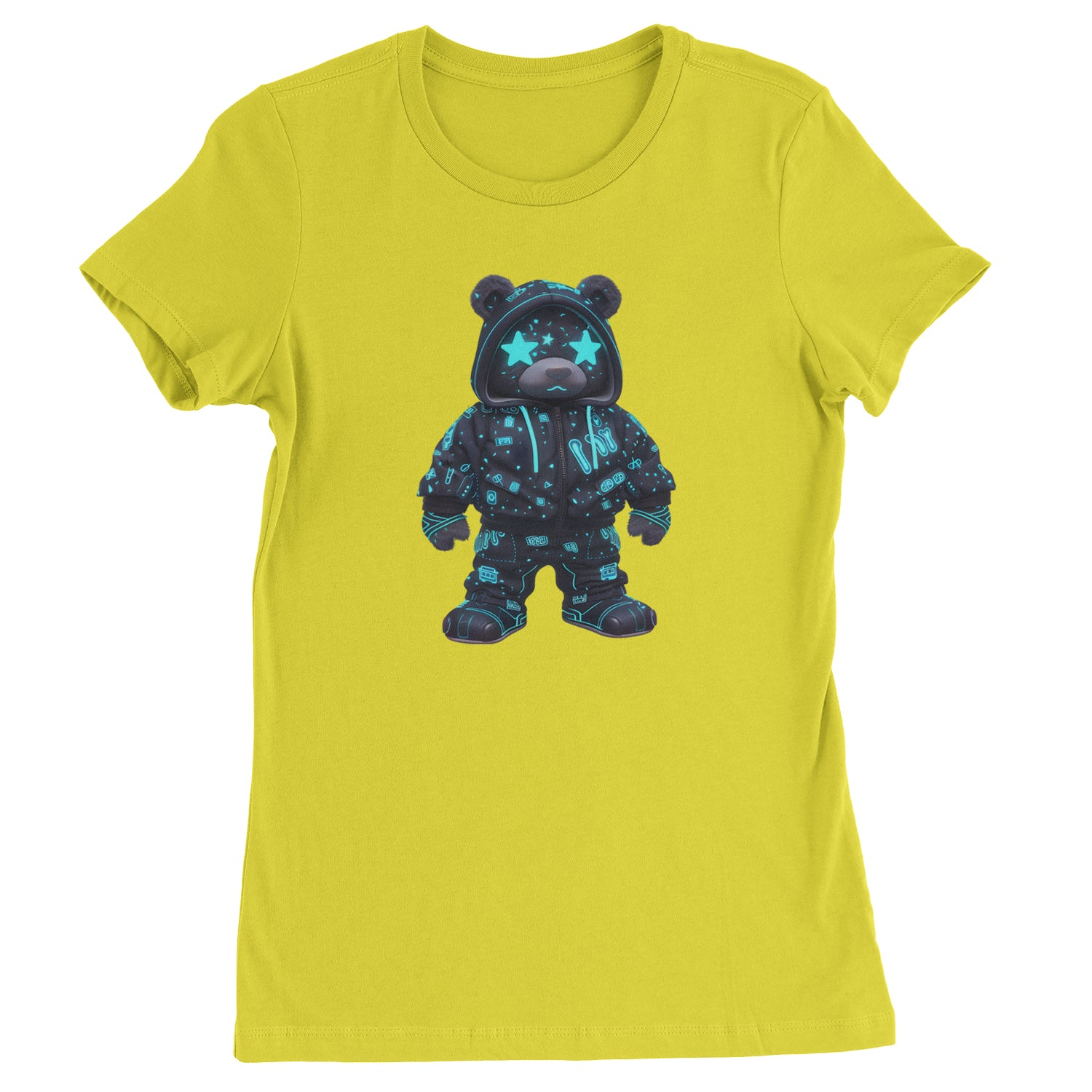 Starry Eyed Vaporwave Urban Graffiti Bear  Womens T-shirt Yellow