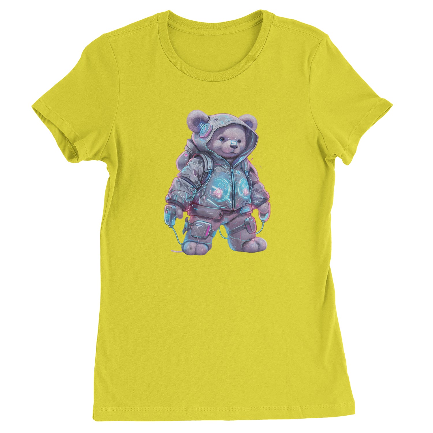 Cyberpunk Adventure Urban Graffiti Bear  Womens T-shirt Yellow