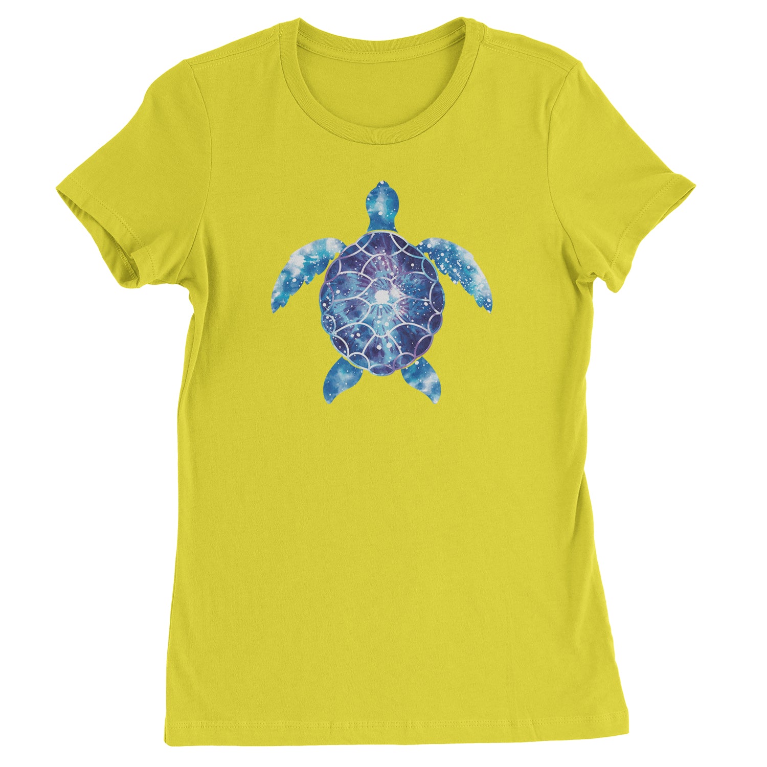 Ocean Aura Tie-Dye Sea Turtle Womens T-shirt Yellow