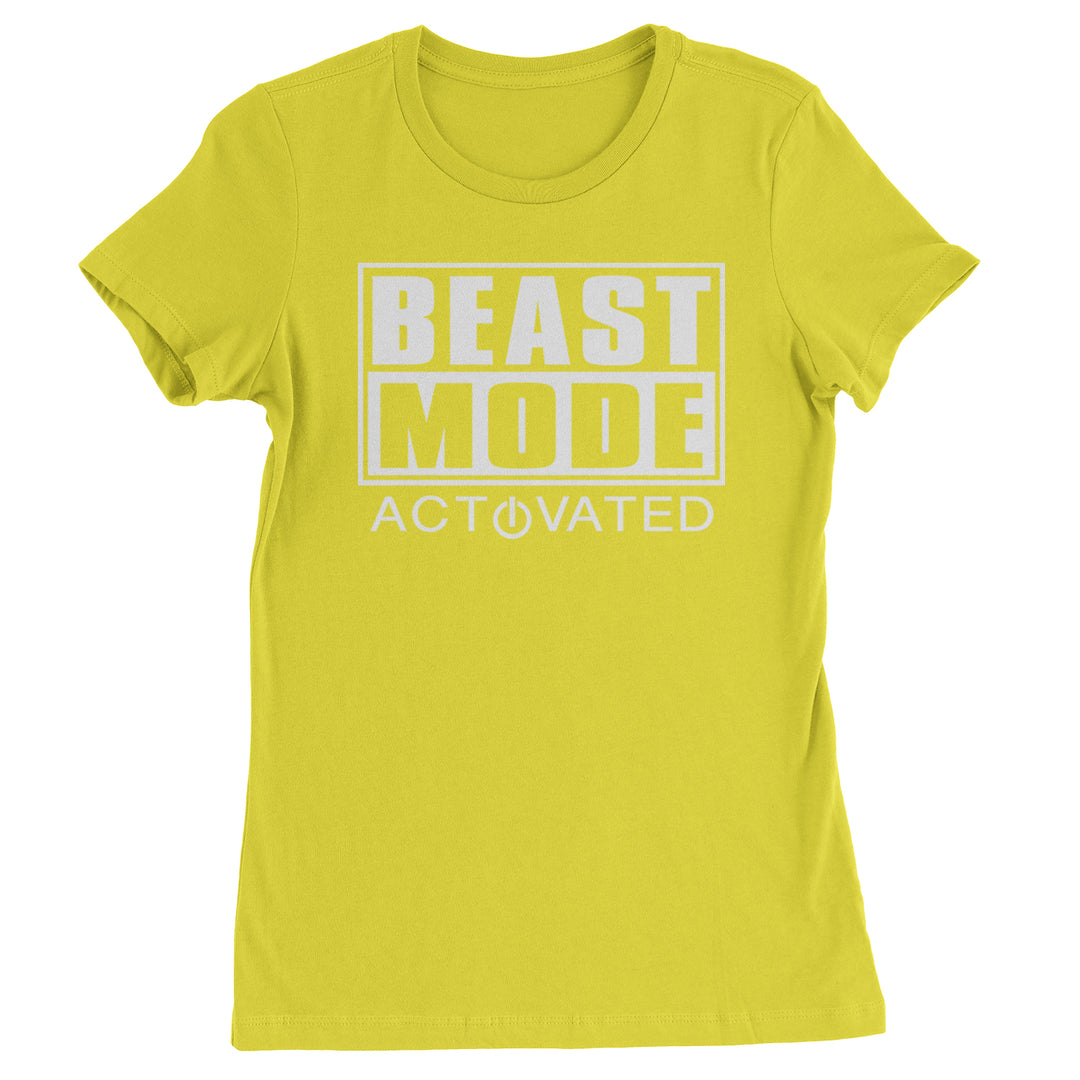 Activated Beast Mode Workout Gym Clothing Womens T-shirt Yellow