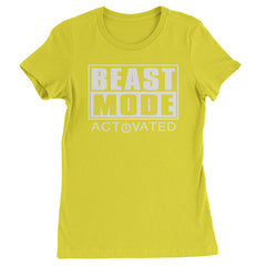 Activated Beast Mode Workout Gym Clothing Womens T-shirt Yellow