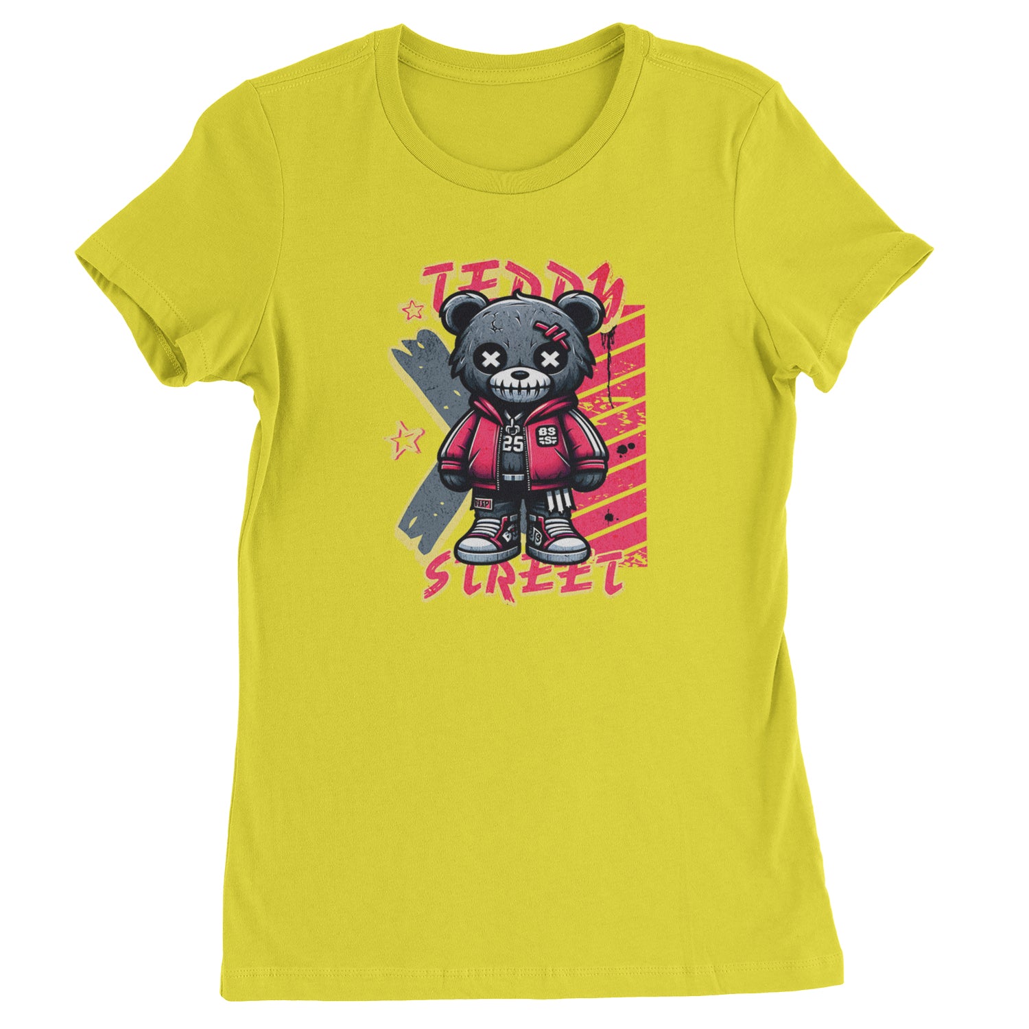 Teddy Attitude Urban Graffiti Bear  Womens T-shirt Yellow