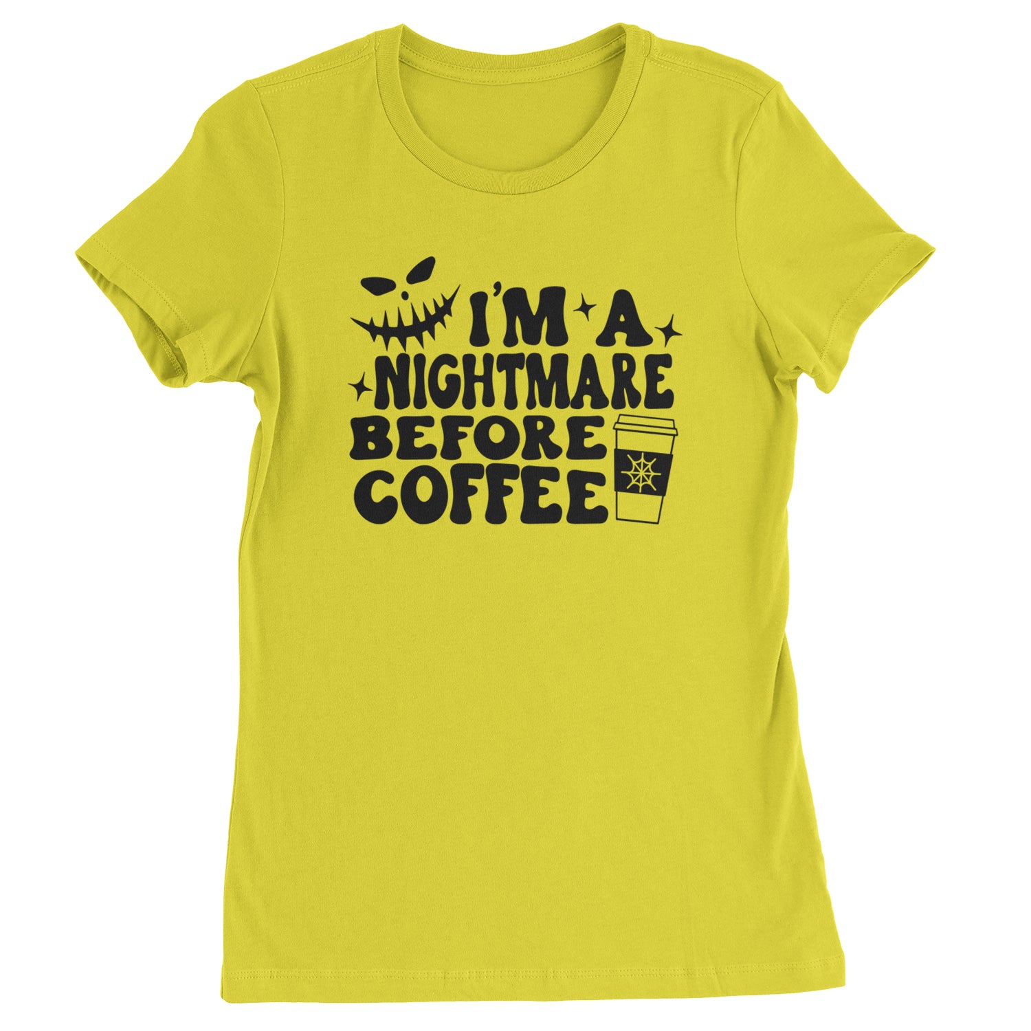 I'm A Nightmare Before Coffee Womens T-shirt Yellow