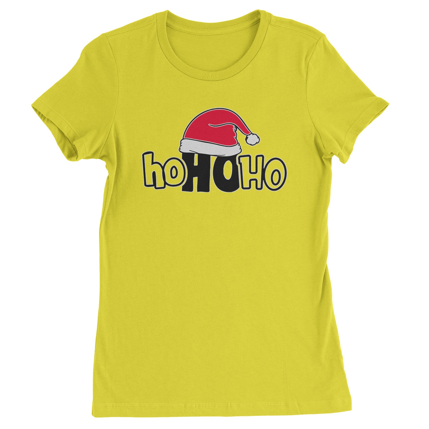 Ho Ho Ho Santa Christmas Hat  Womens T-shirt Yellow