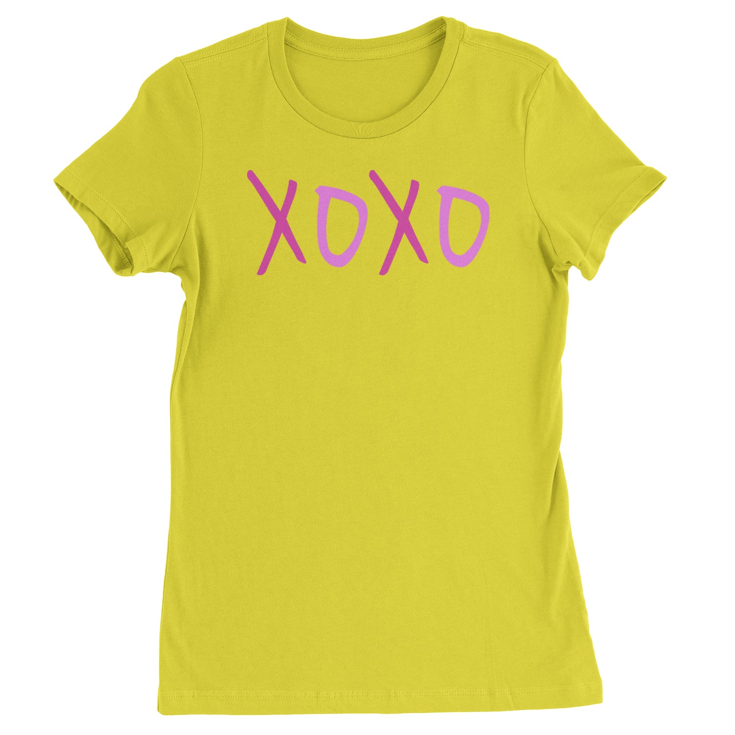 XOXO Pink Print  Womens T-shirt Yellow