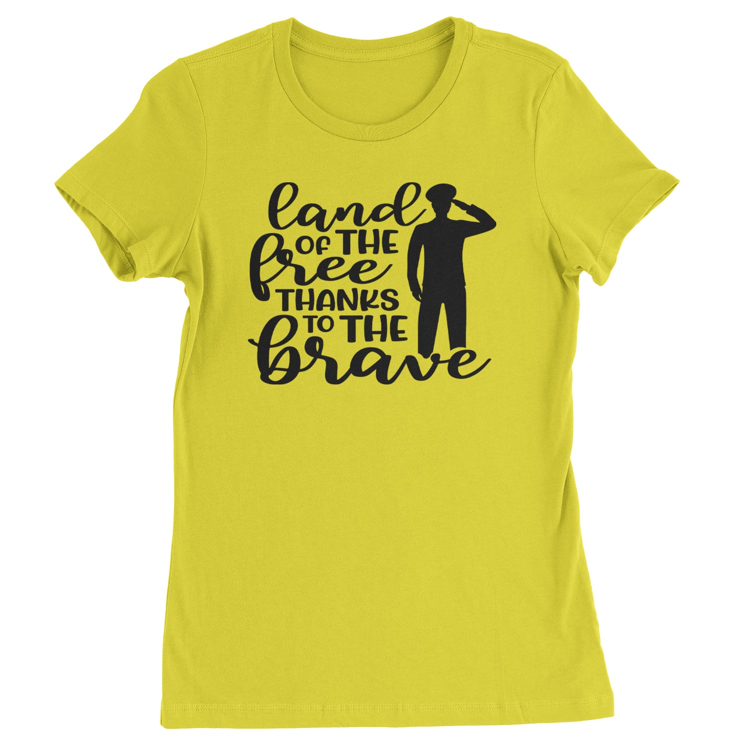 Land Of The Free Thanks To The Brave Veterans Womens T-shirt Yellow