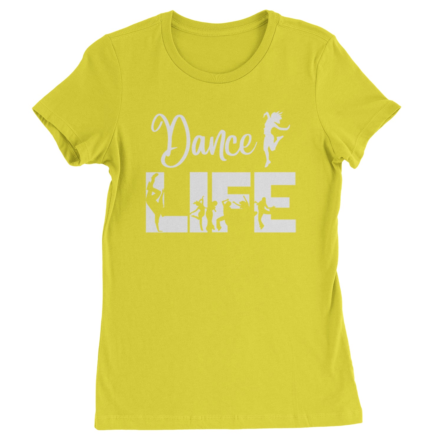 Dance Life Silhouette Dancers Womens T-shirt Yellow