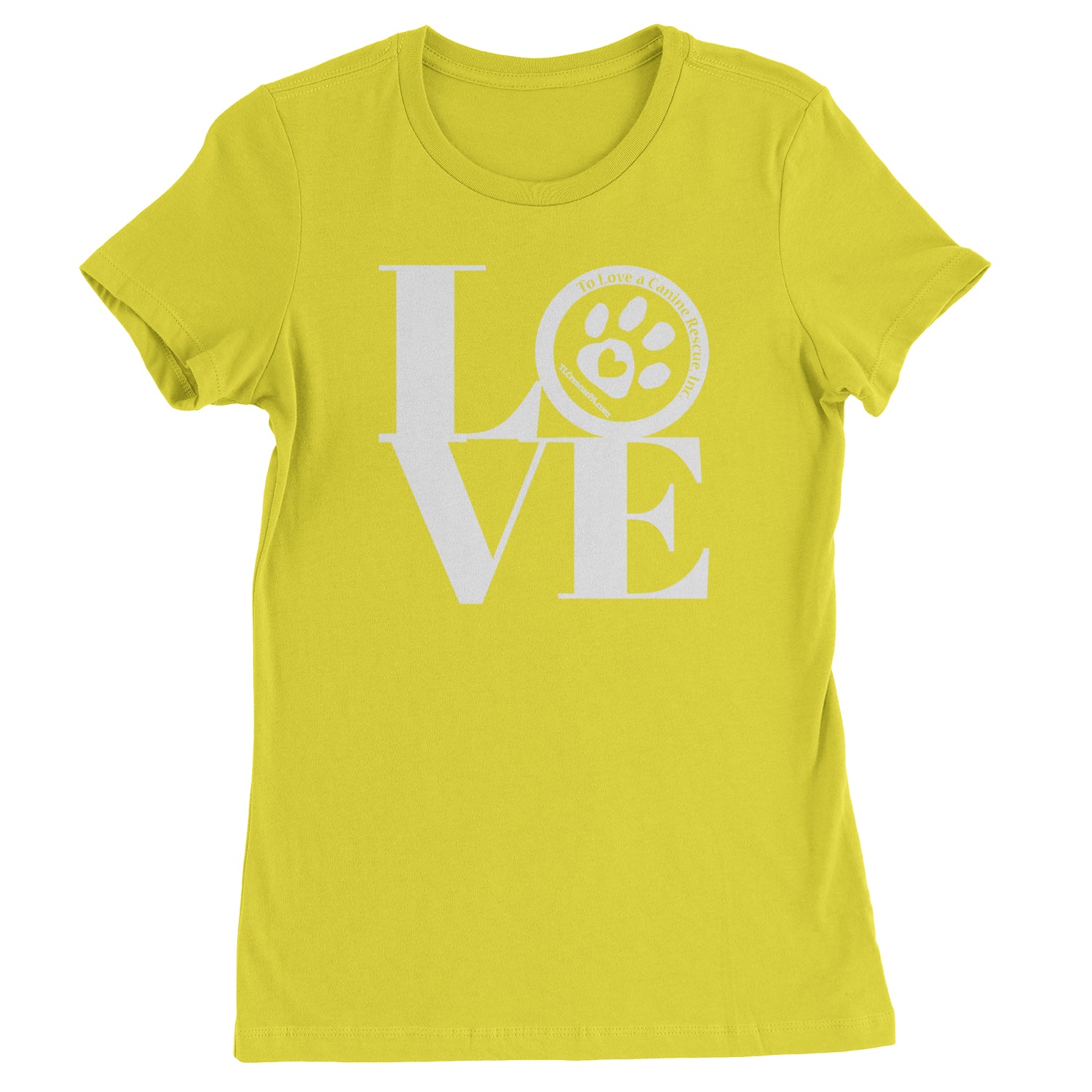 TLC LOVE Dog Rescue Womens T-shirt Yellow