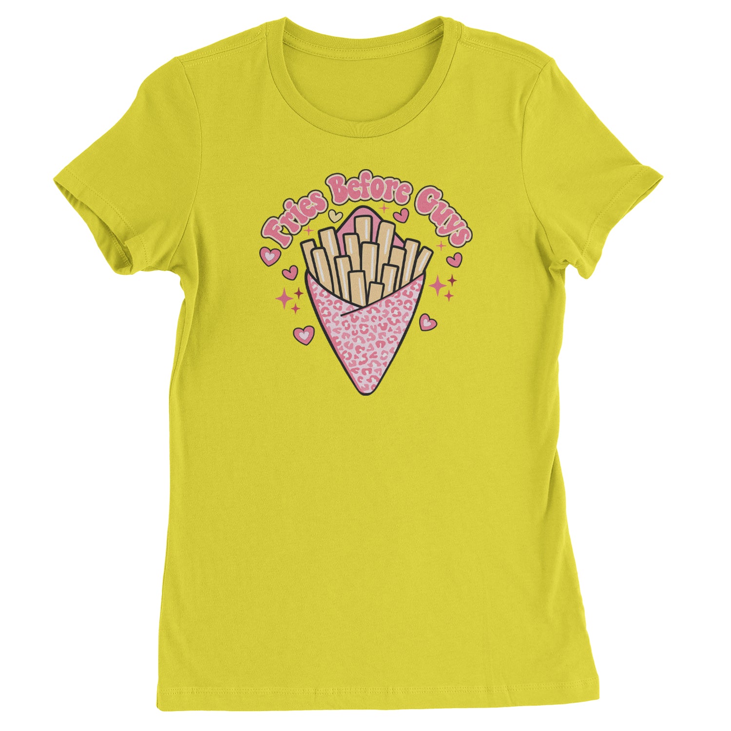 Fries Before Guys  Womens T-shirt Yellow