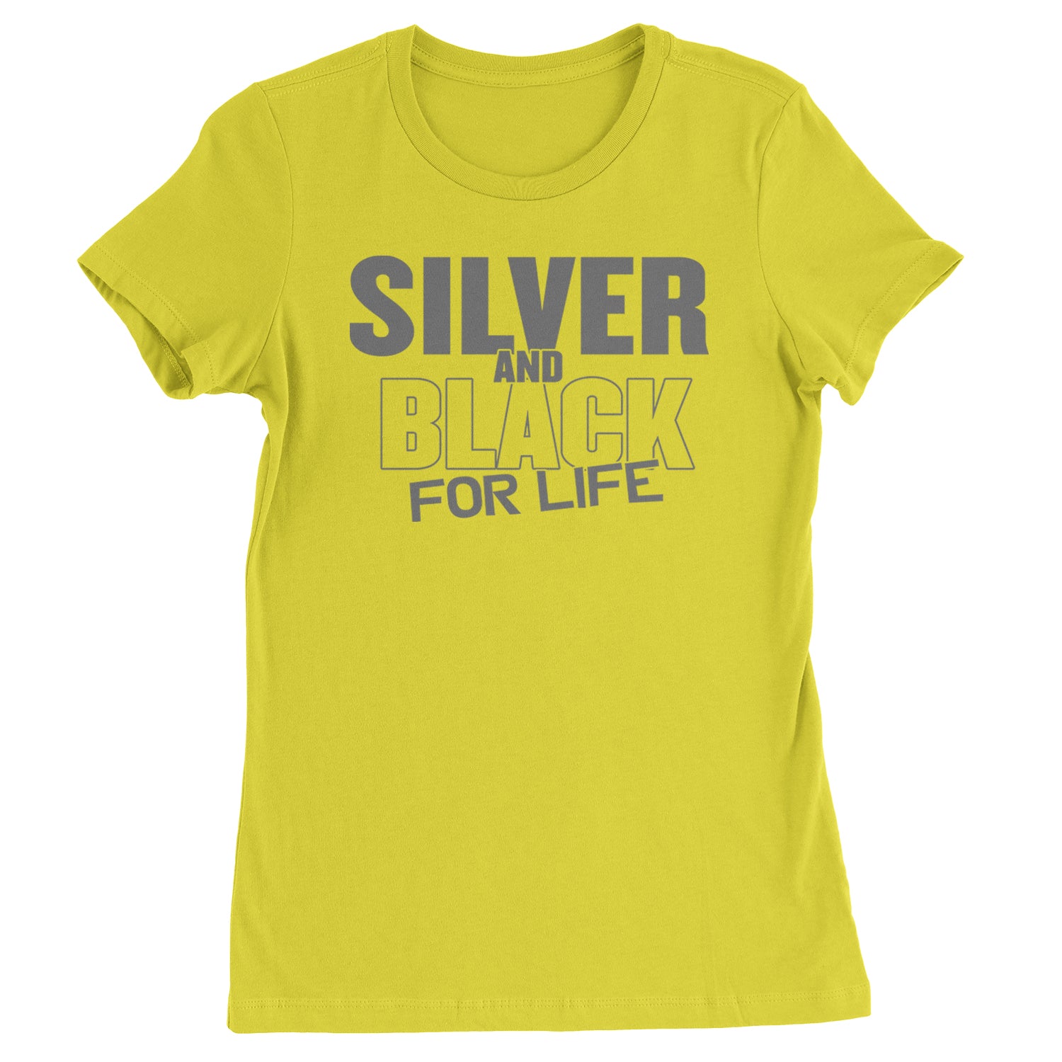 Silver And Black For Life Football Fan Womens T-shirt Yellow