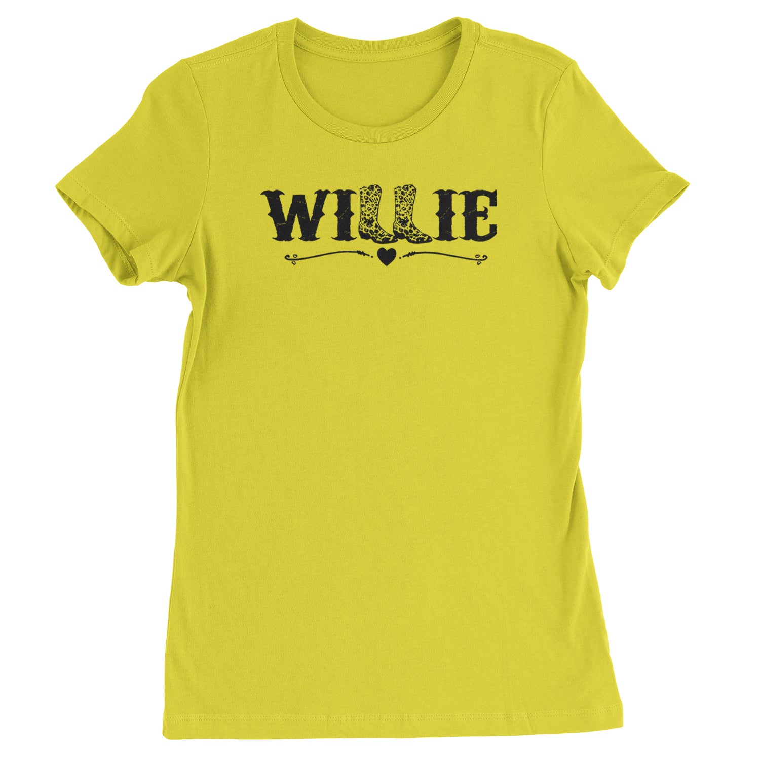 Willie Cowboy Boots Hippy Country Music Womens T-shirt Yellow