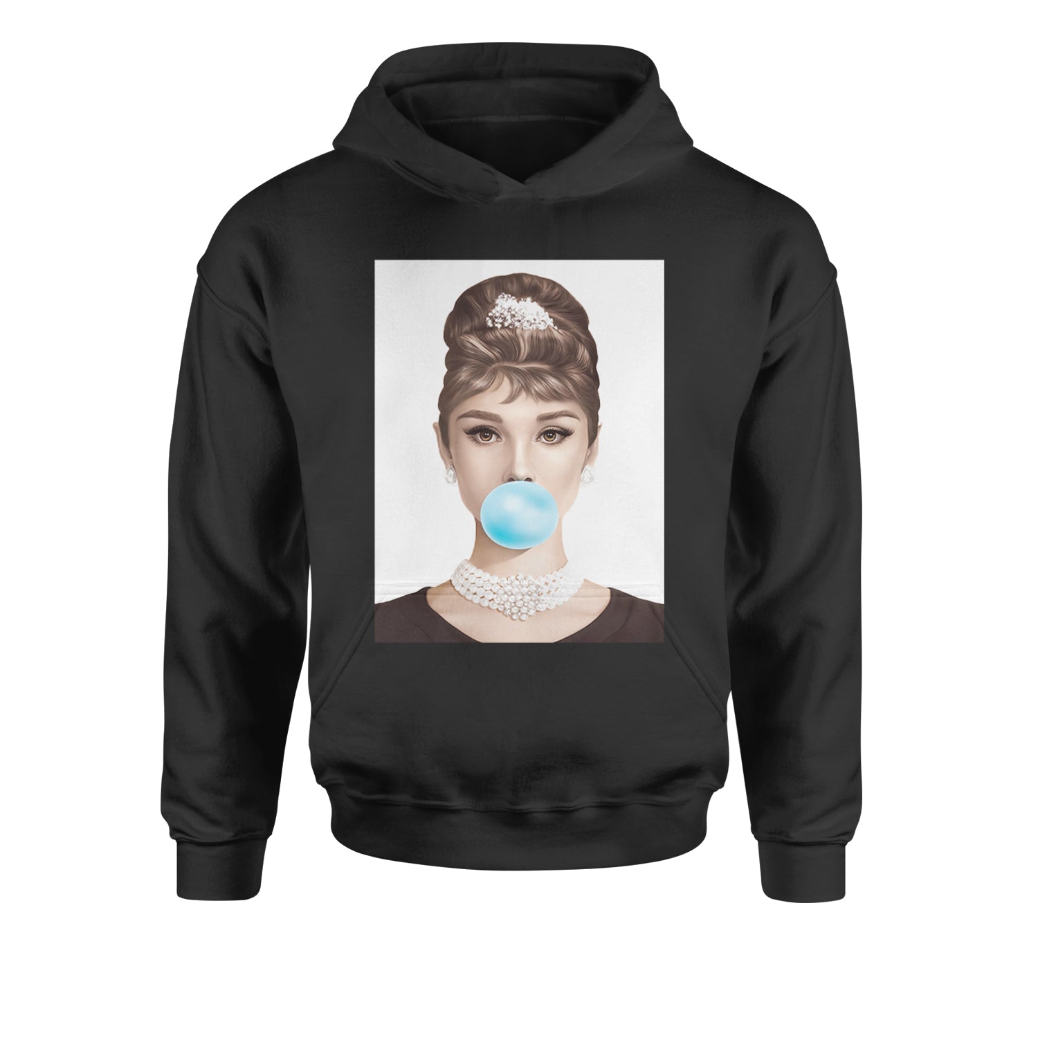 Audrey Hepburn Chewing Bubble Gum American Icon Youth-Sized Hoodie Black