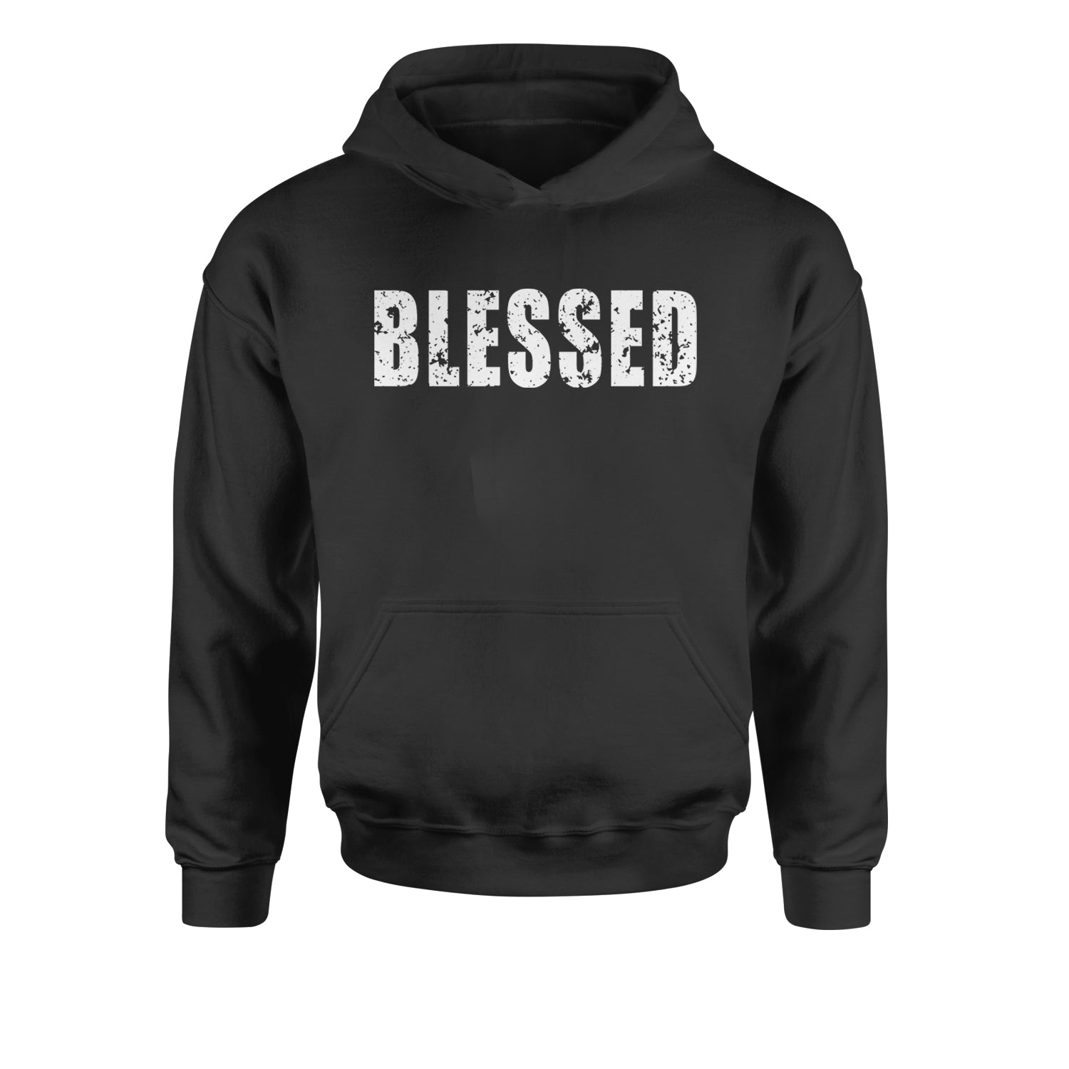 Blessed Religious Grateful Thankful Youth-Sized Hoodie Black