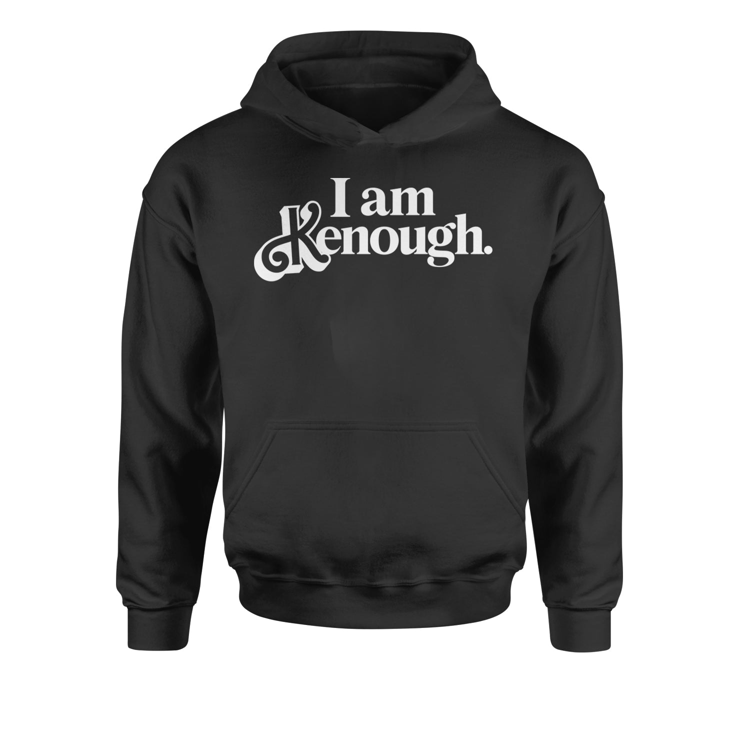 I Am Kenough White Print Youth-Sized Hoodie Tie-Dye Pacific