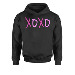 XOXO Pink PrintYouth-Sized Hoodie Black