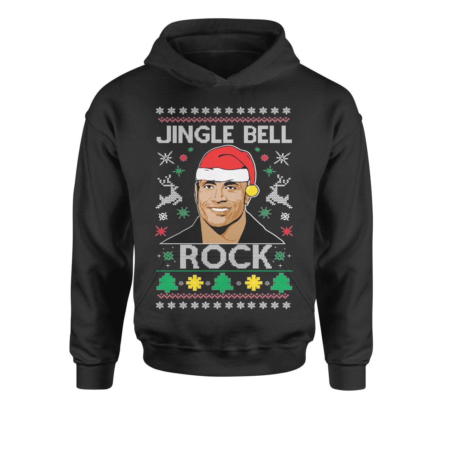 Jingle Bell Rock Ugly Christmas Youth-Sized Hoodie Heather Grey