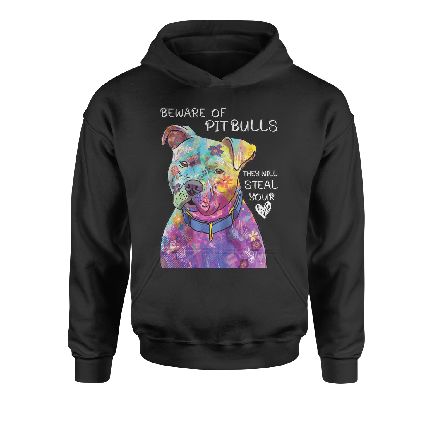 Beware Of Pit Bulls, They Will Steal Your Heart  Youth-Sized Hoodie Black