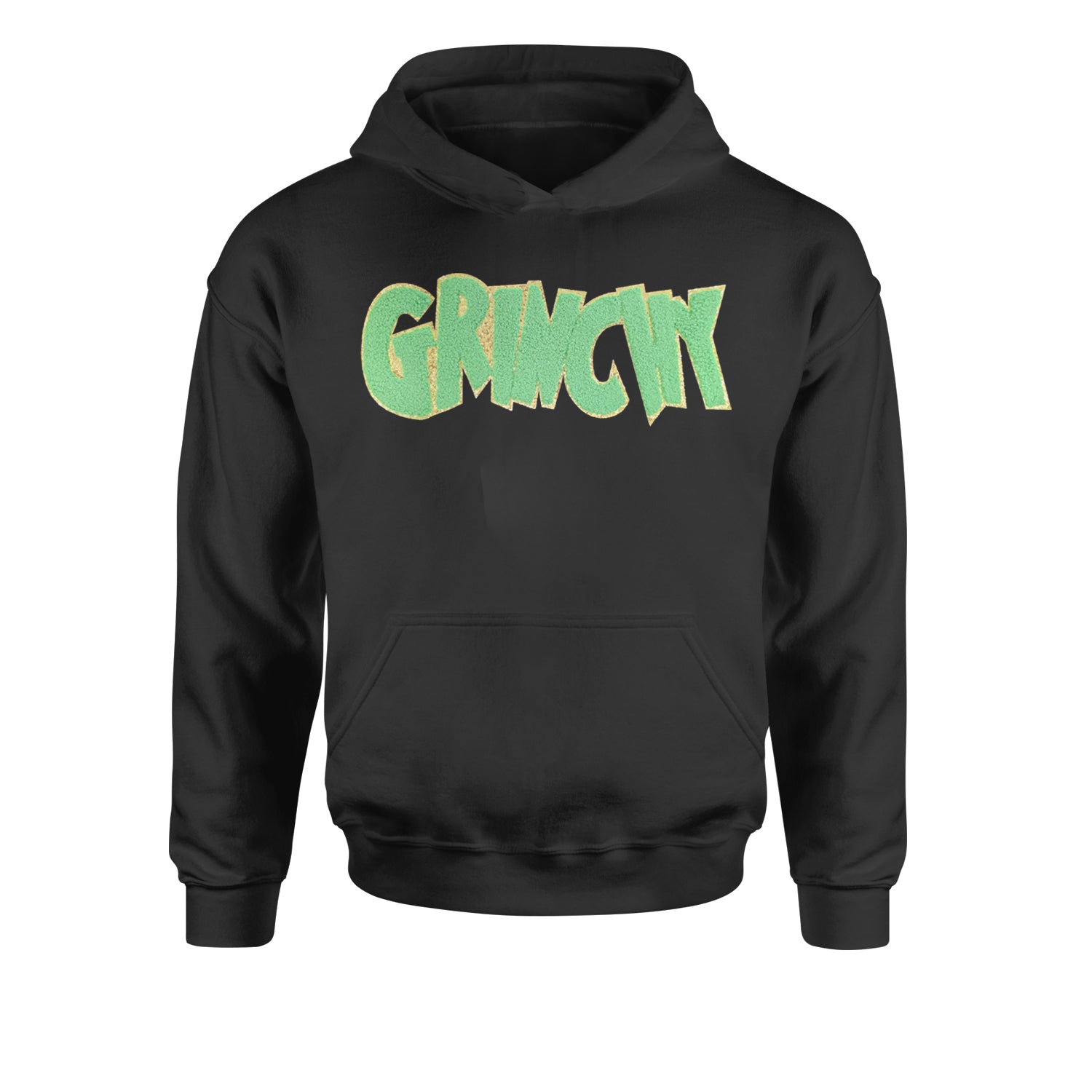 Green Gr-nchy Chenille PatchYouth-Sized Hoodie Black