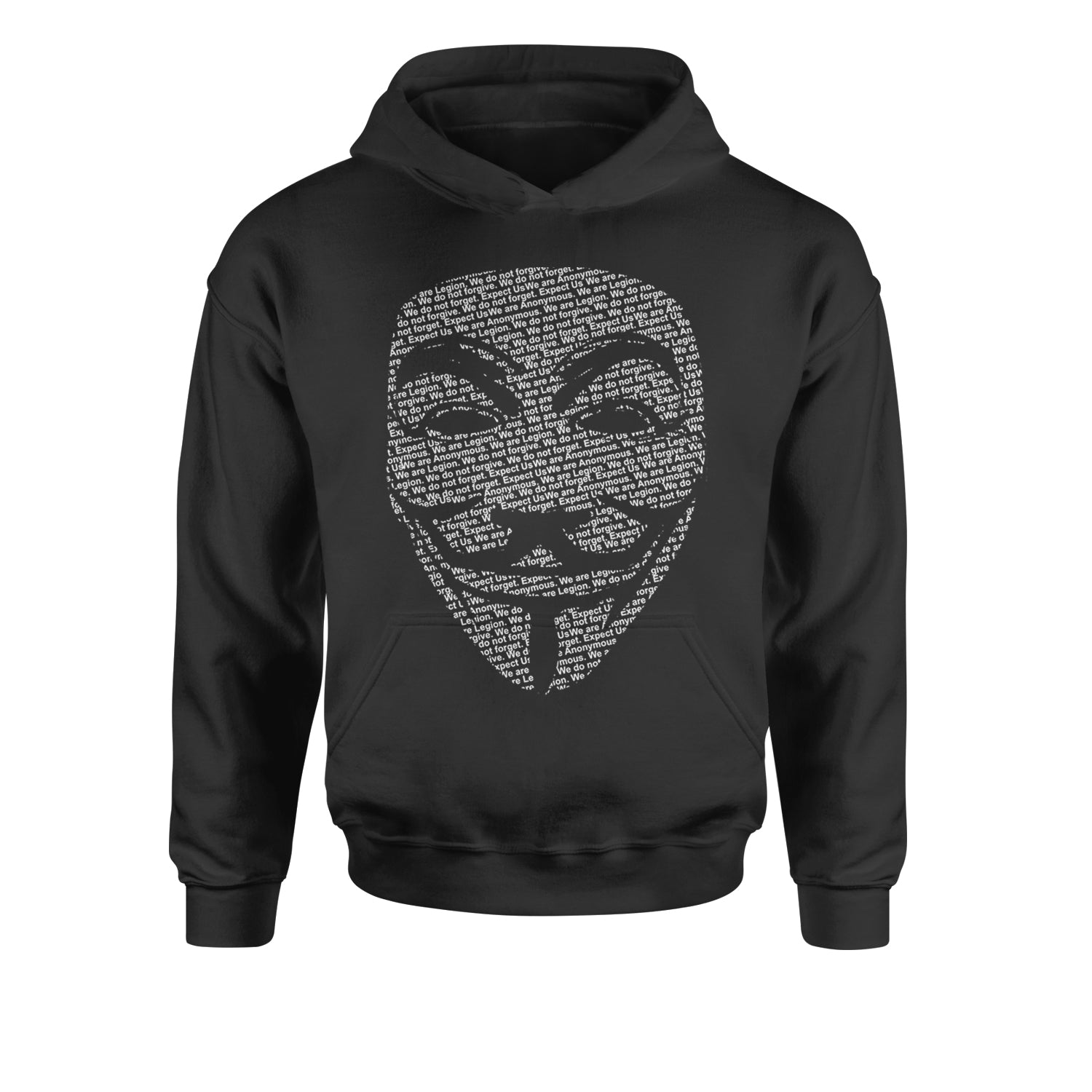V For Vendetta Anonymous Mask Youth-Sized Hoodie Black