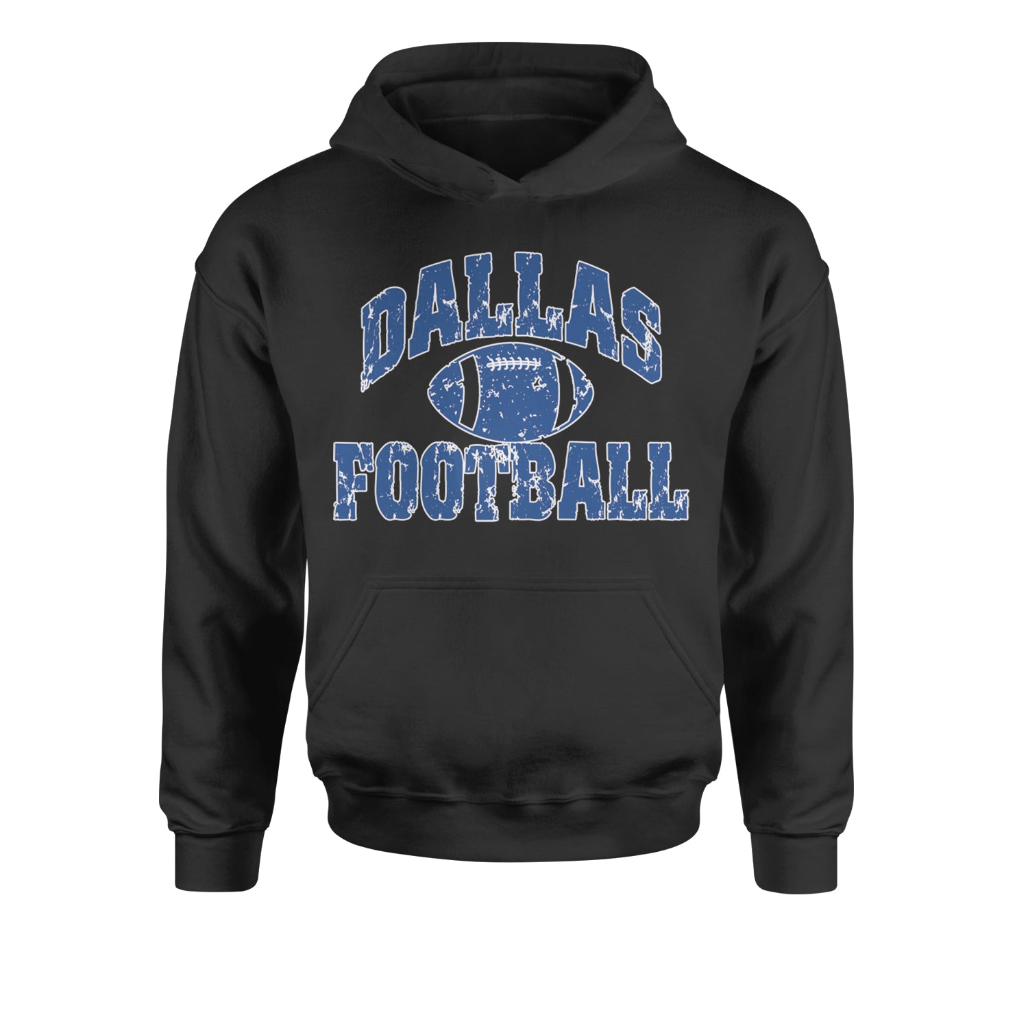 Dallas Distressed Football Youth-Sized Hoodie Heather Grey