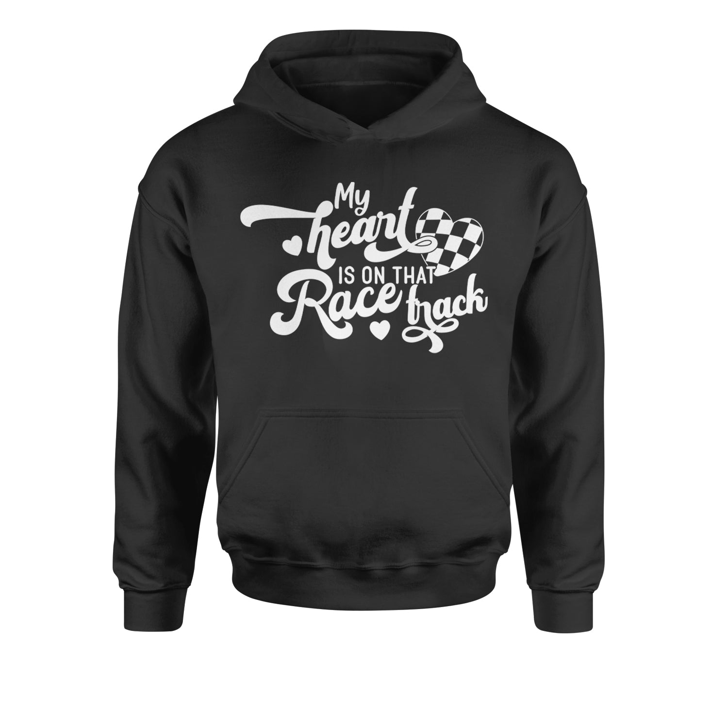 My Heart Is On That Race Track Youth-Sized Hoodie Black