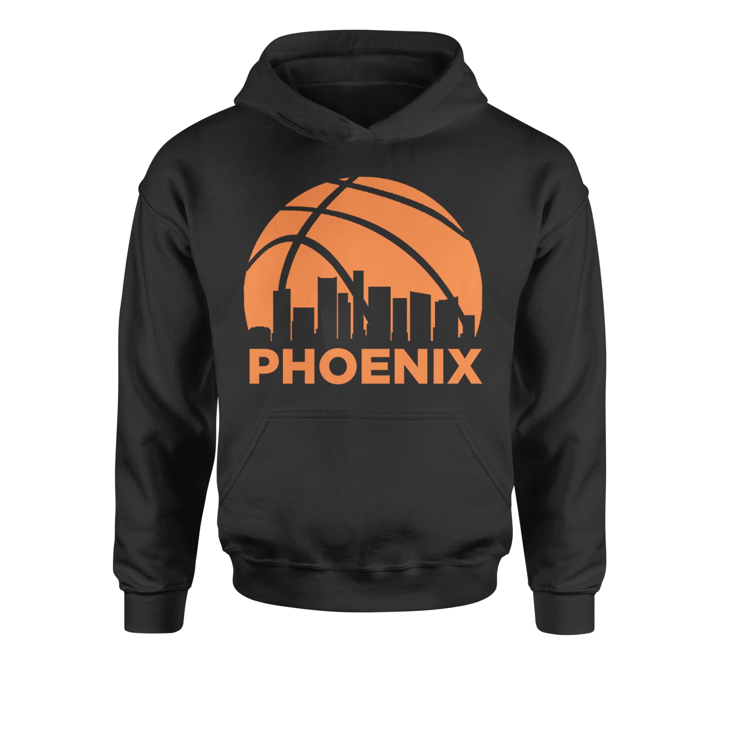 Phoenix Basketball Sunset City Skyline Youth-Sized Hoodie Black