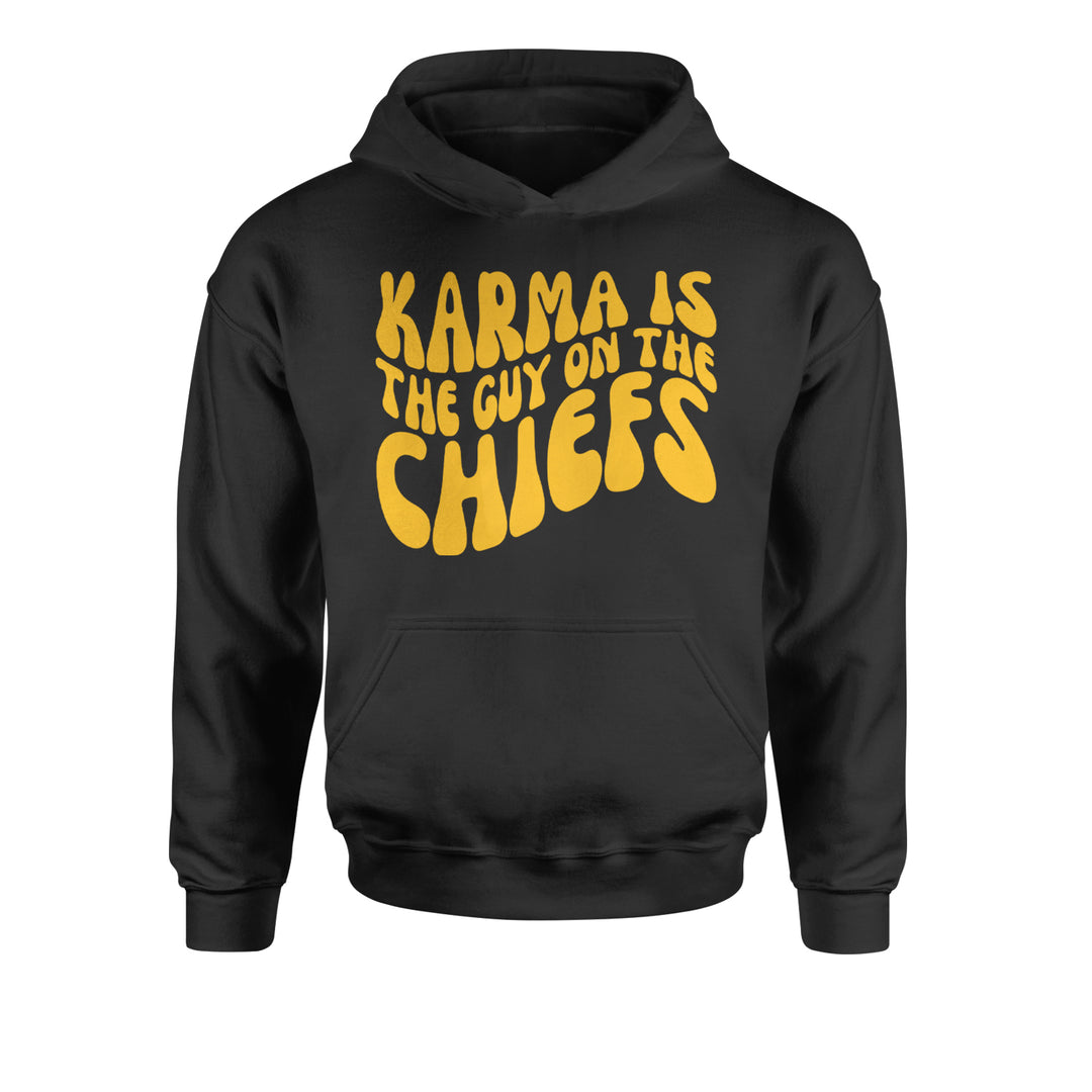 Karma Is The Guy On The Chiefs Boyfriend Youth-Sized Hoodie Black