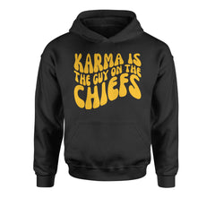 Karma Is The Guy On The Chiefs Boyfriend Youth-Sized Hoodie Black
