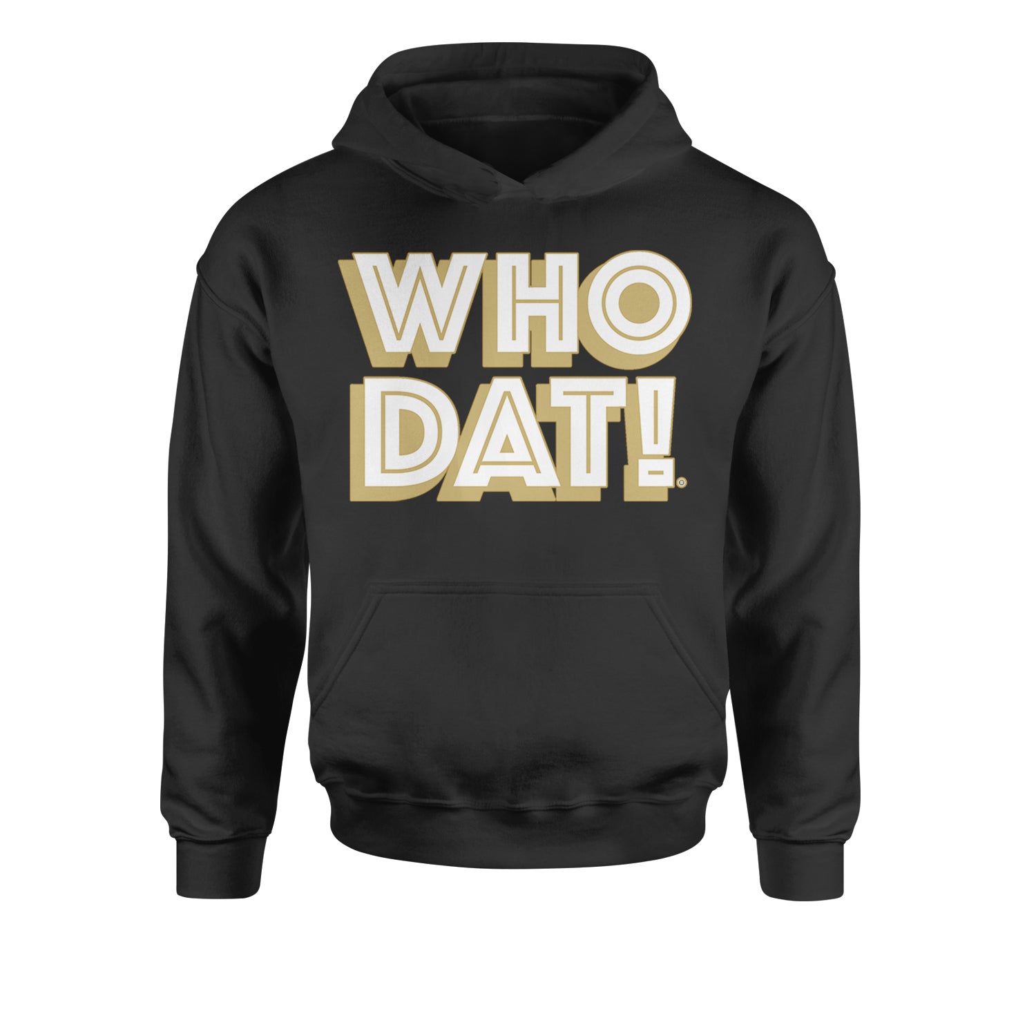 Who Dat Nation Big Bold New Orleans Youth-Sized Hoodie Black