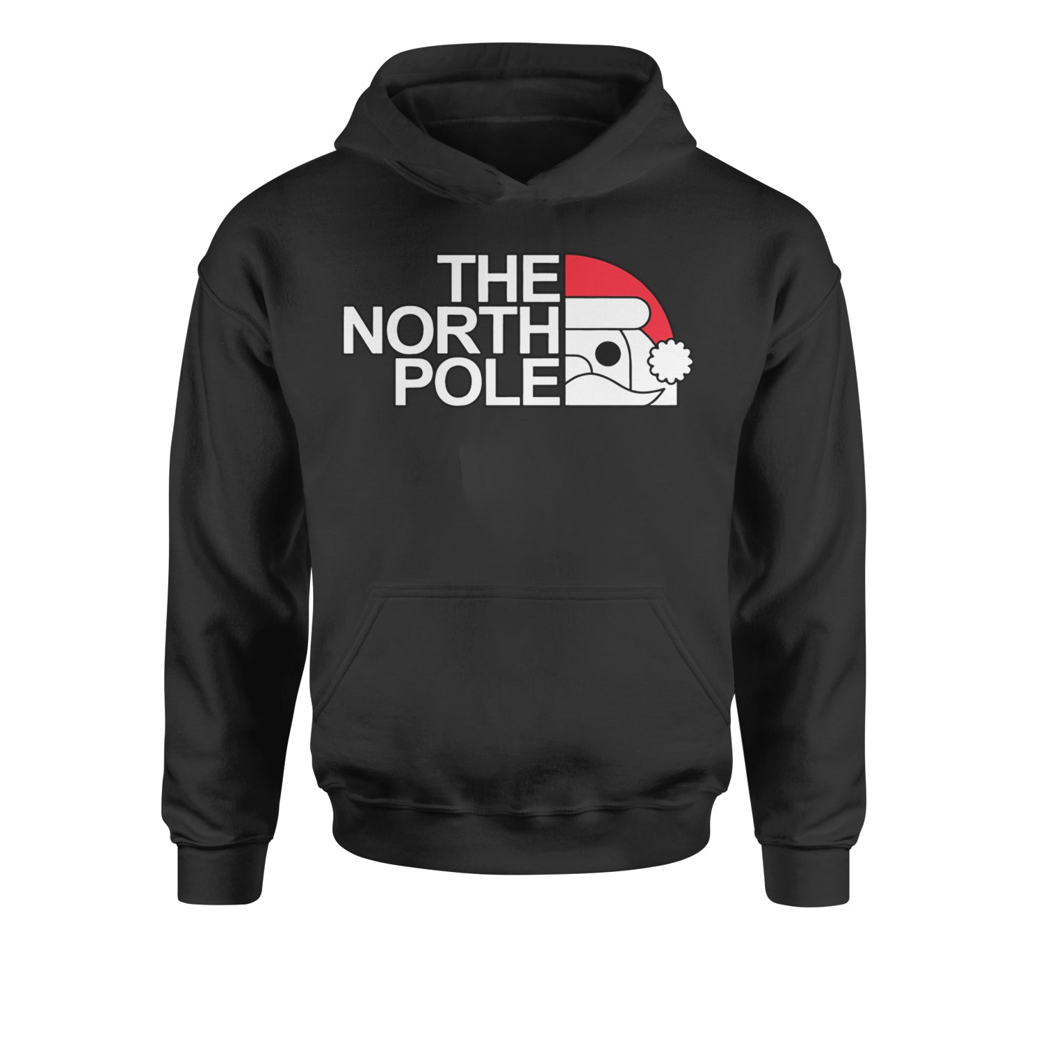 The North Pole Santa FaceYouth-Sized Hoodie Black