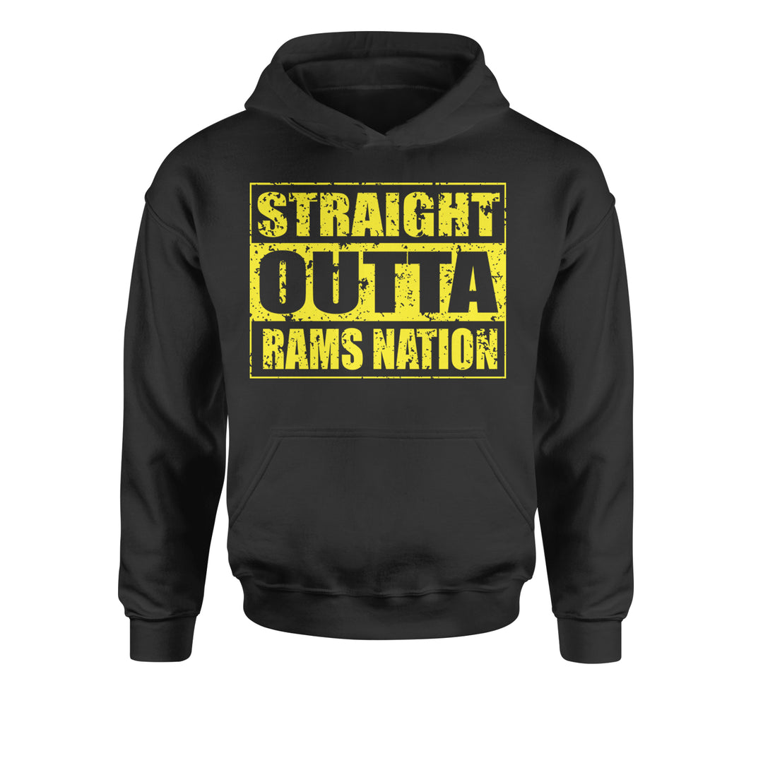 Straight Outta Rams Nation   Youth-Sized Hoodie Black