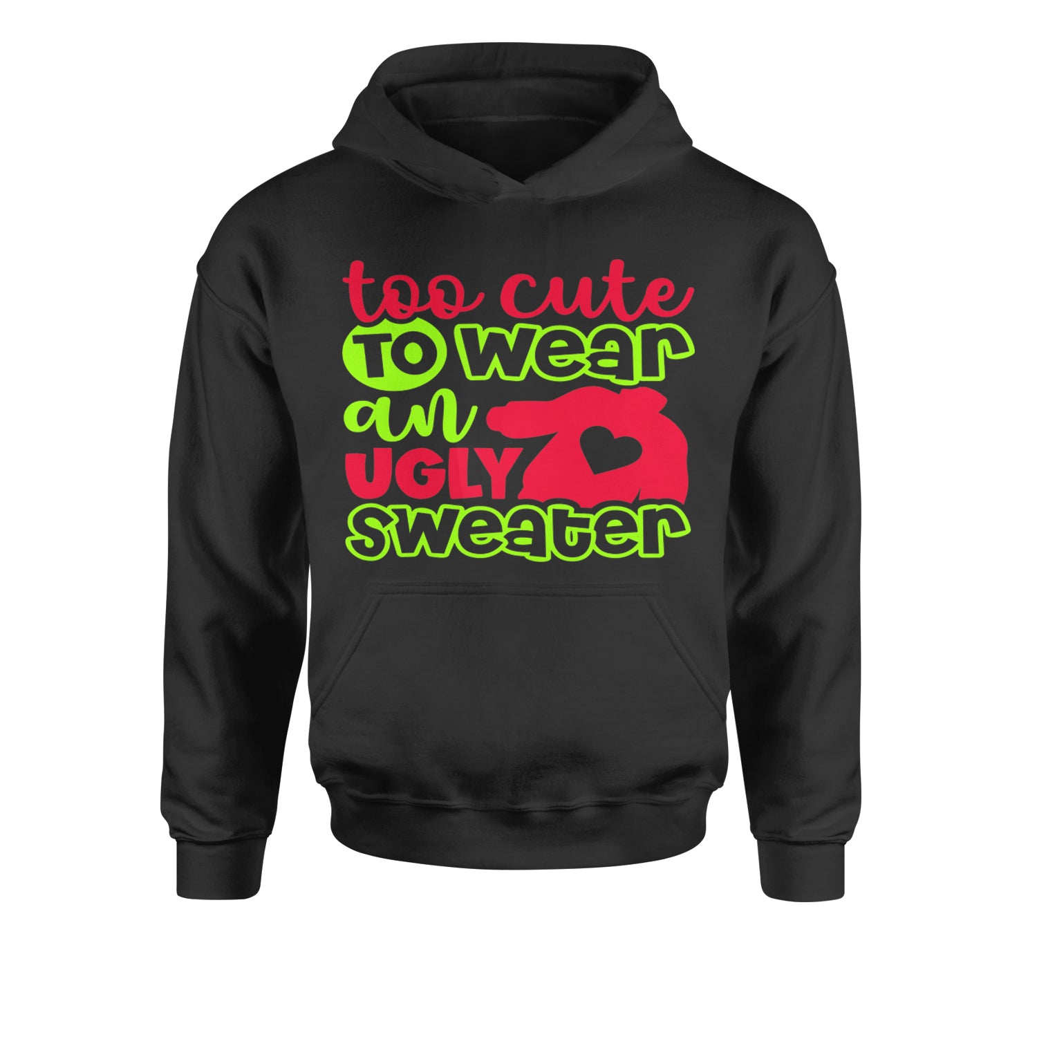 Too Cute to Wear an Ugly Christmas SweaterYouth-Sized Hoodie Heather Grey