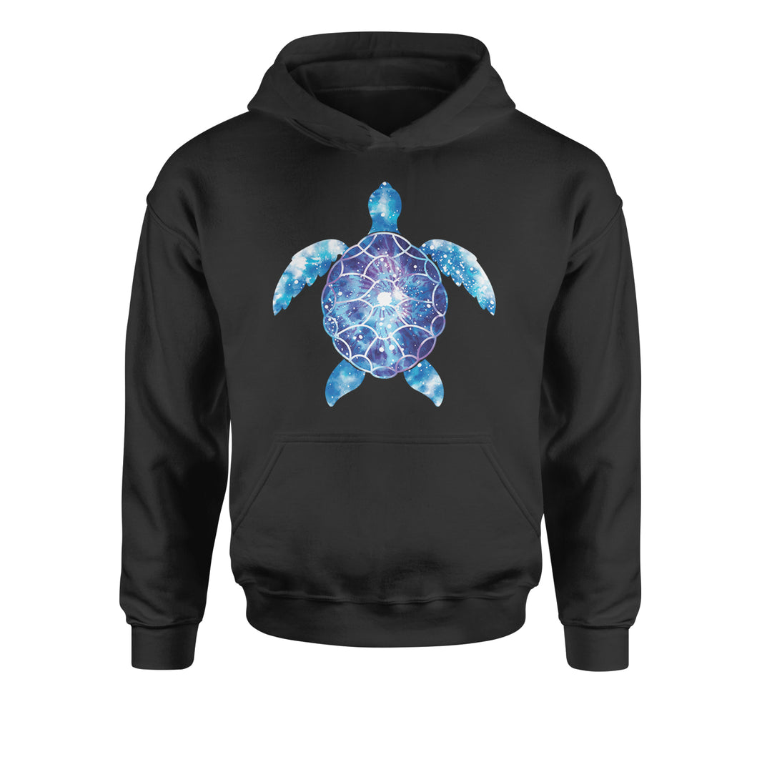 Ocean Aura Tie-Dye Sea Turtle Youth-Sized Hoodie Black