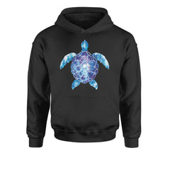 Ocean Aura Tie-Dye Sea Turtle Youth-Sized Hoodie Black