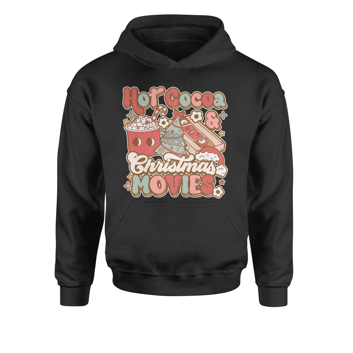 Hot Cocoa And Christmas Movies HolidayYouth-Sized Hoodie Hot Pink