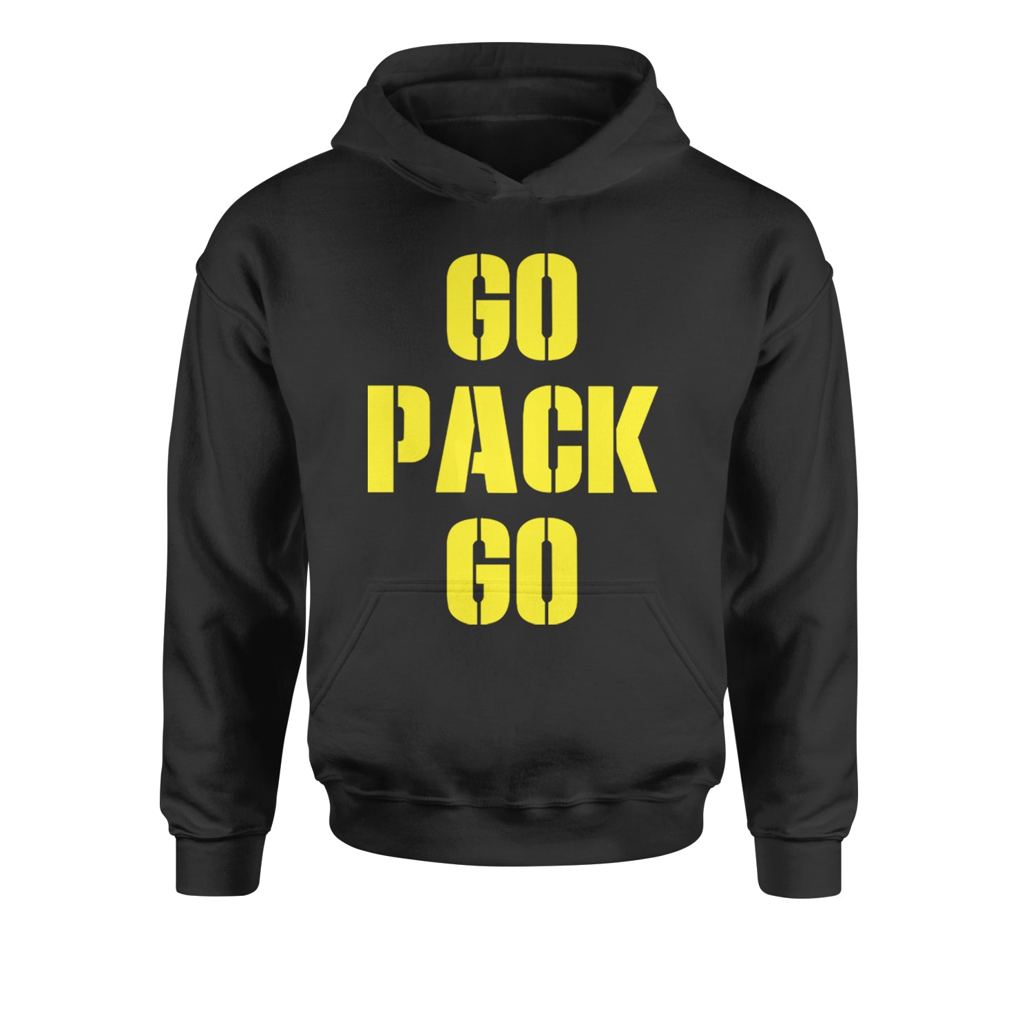 Go Pack Go Green Bay Youth-Sized Hoodie Black