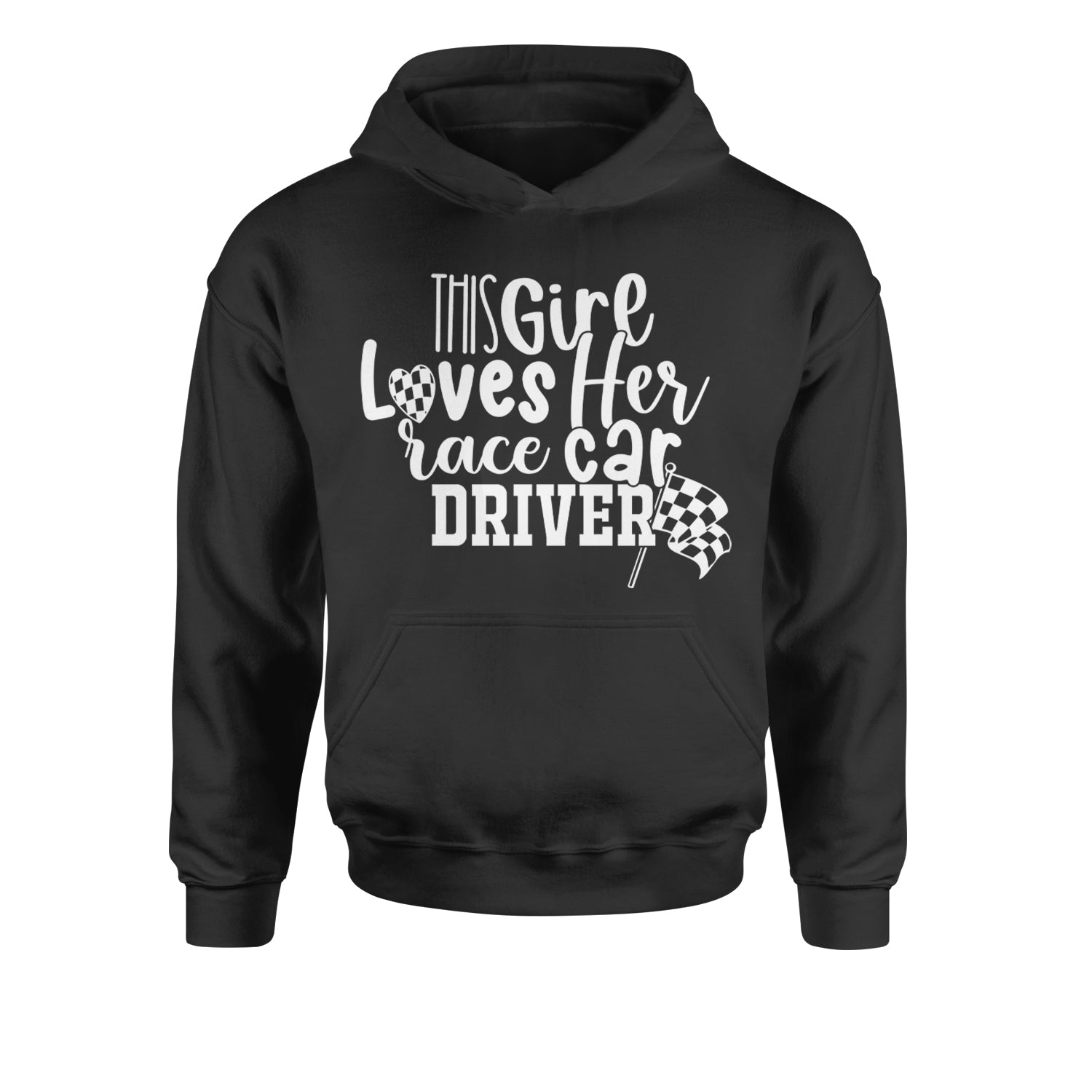 This Girl Loves Her Racecar Driver Youth-Sized Hoodie Black