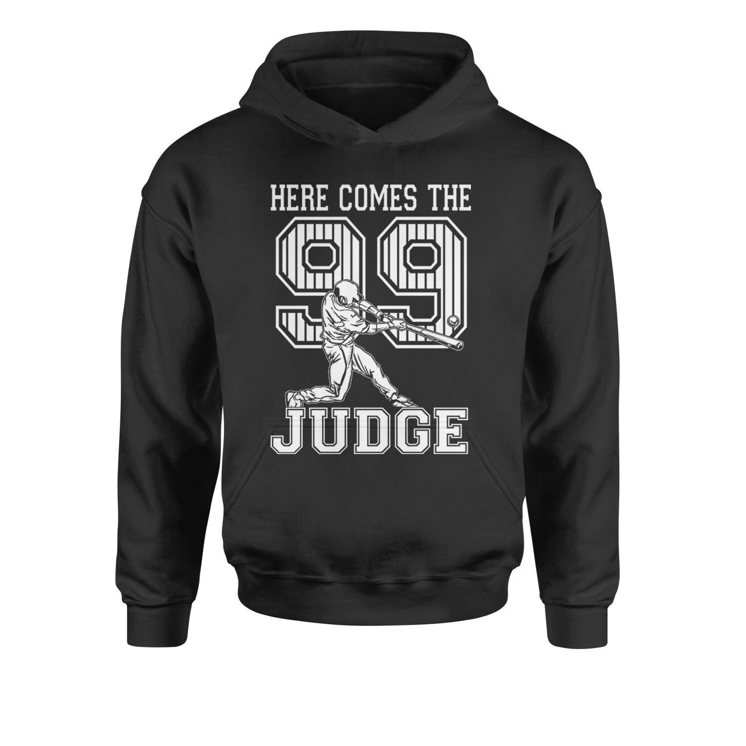 Here Comes The Judge 99 NY Baseball  Youth-Sized Hoodie Navy Blue