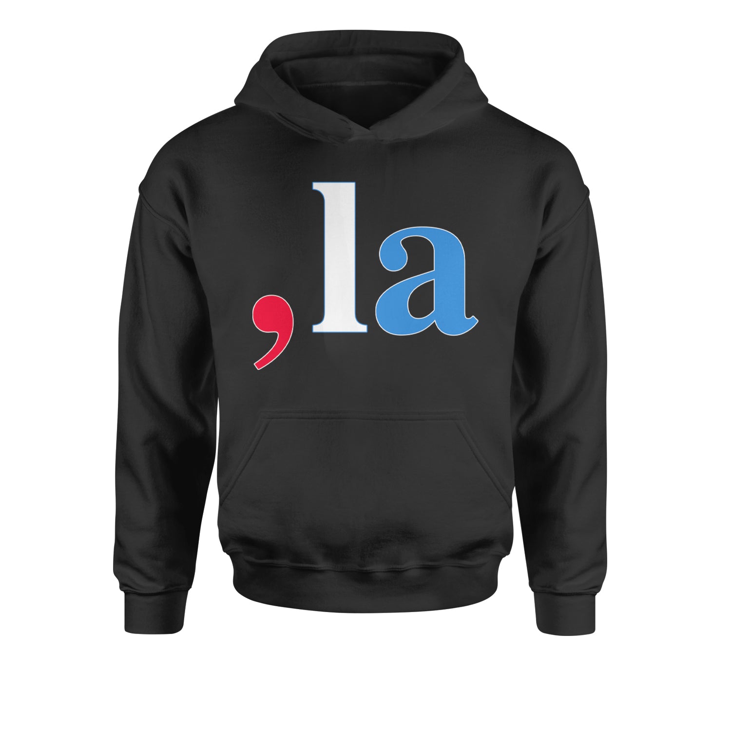 Comma-La - Support Kamala Harris For President 2024 Youth-Sized Hoodie Black