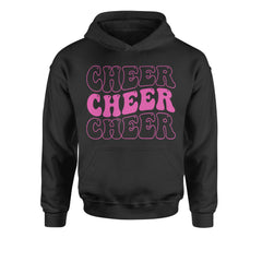Cheer Cheer Cheer colorful chant-style graphic on Kids' Heavyweight Fleece Pullover Hoodie