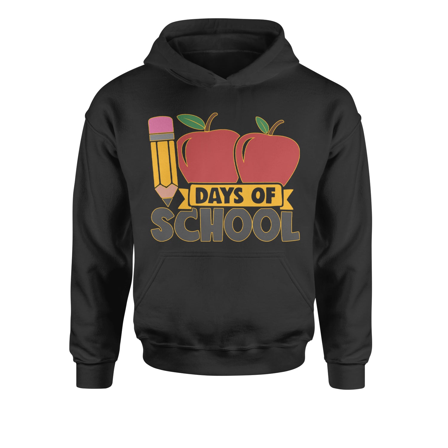 100 Days Of School Apple PencilYouth-Sized Hoodie Charcoal Grey