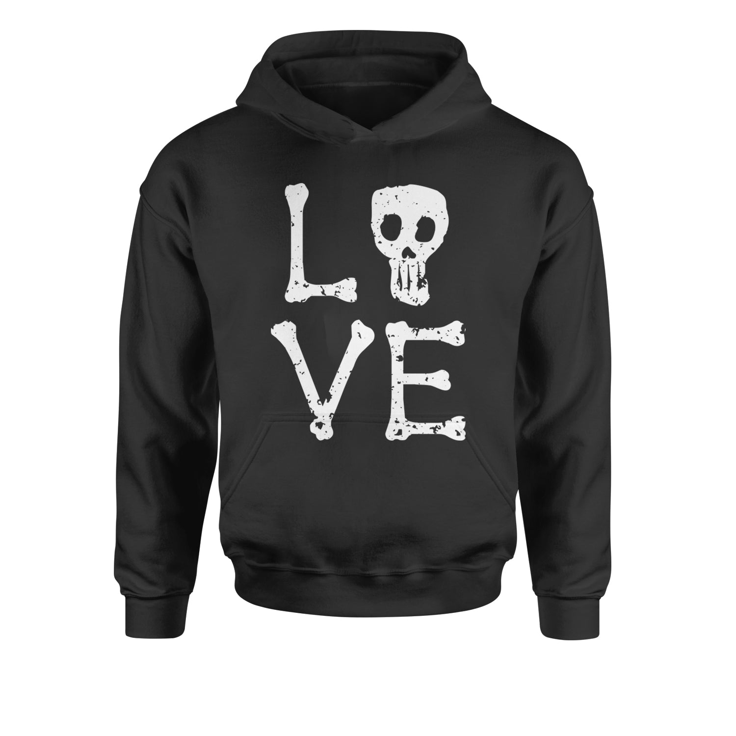 Love Skeleton Bones Youth-Sized Hoodie Black