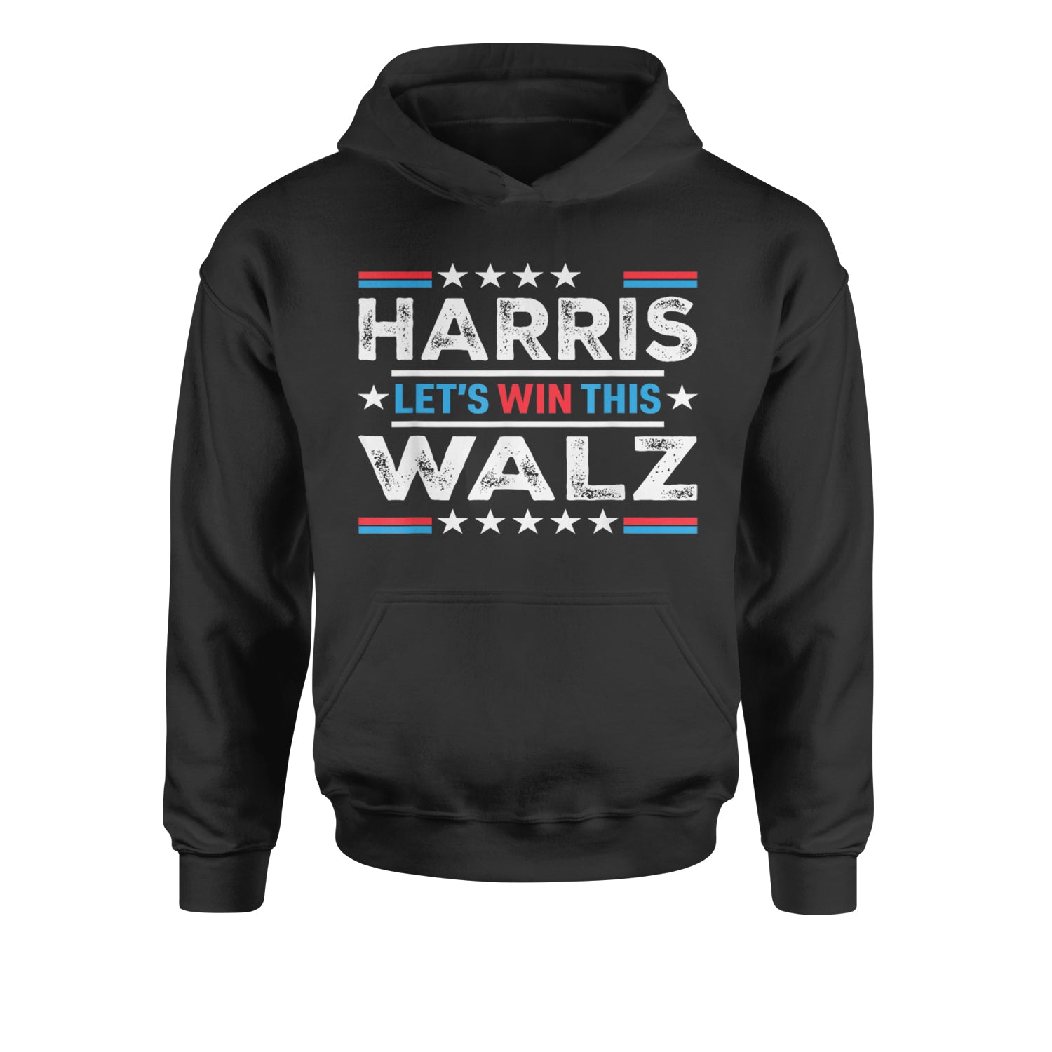 Kamala Harris and Tim Walz For President Youth-Sized Hoodie Navy Blue