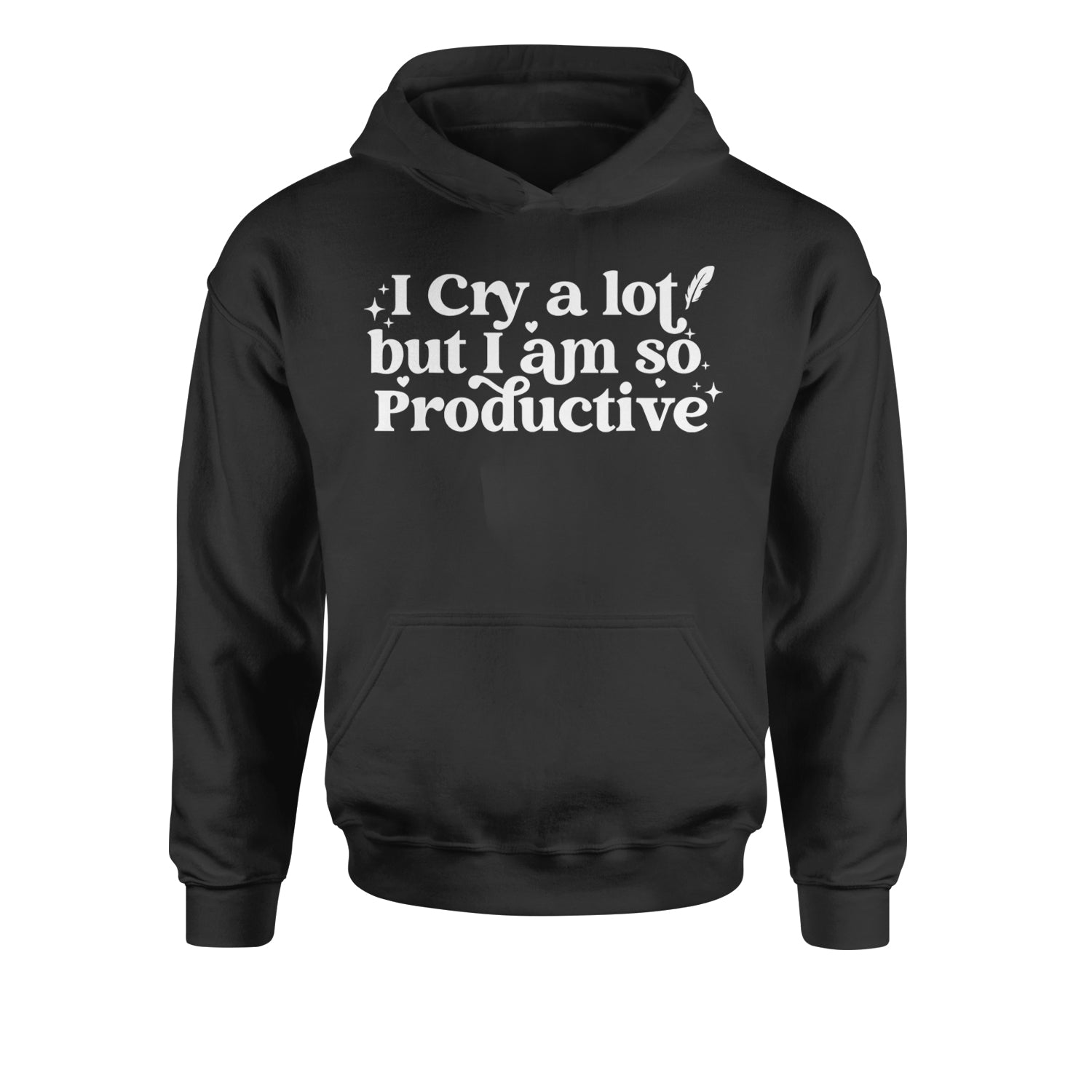 I Cry A Lot But I am So Productive TTPD Youth-Sized Hoodie Black