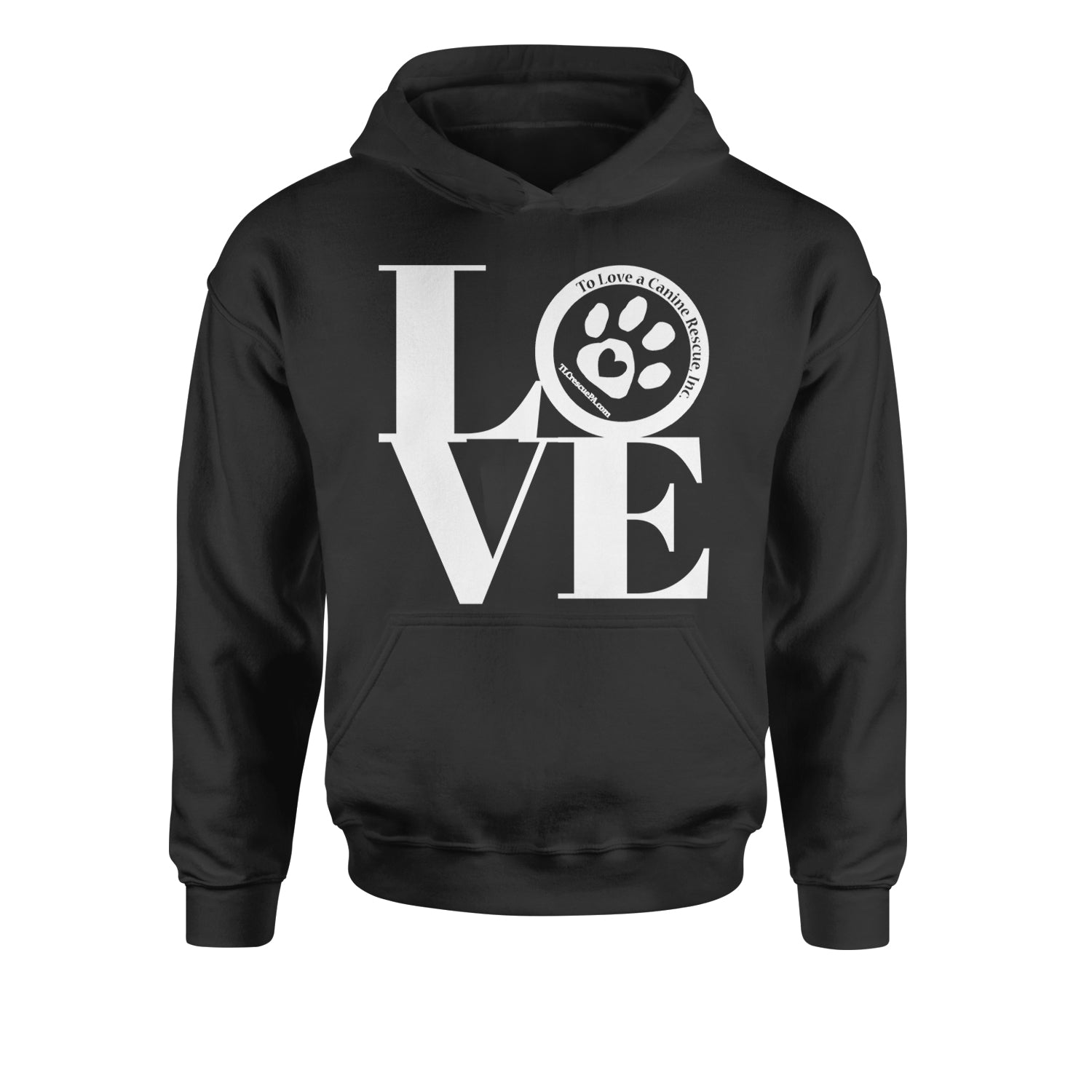 TLC LOVE Dog Rescue Youth-Sized Hoodie Black