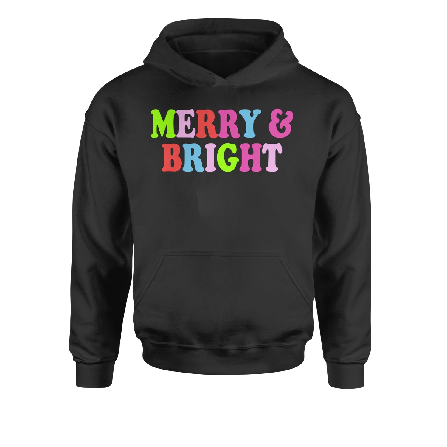 Merry and Bright Festive Christmas HolidayYouth-Sized Hoodie Heather Grey