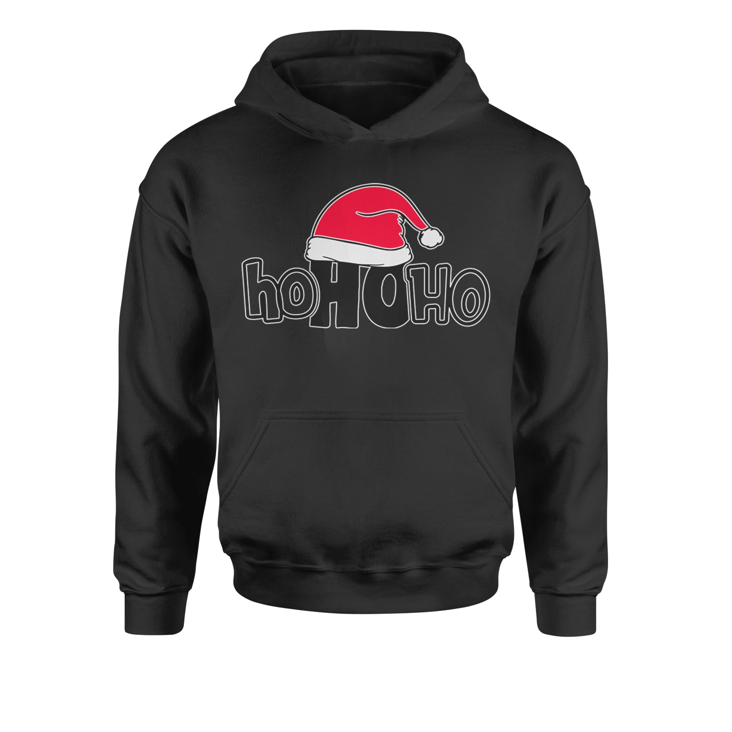 Ho Ho Ho Santa Christmas HatYouth-Sized Hoodie Heather Grey