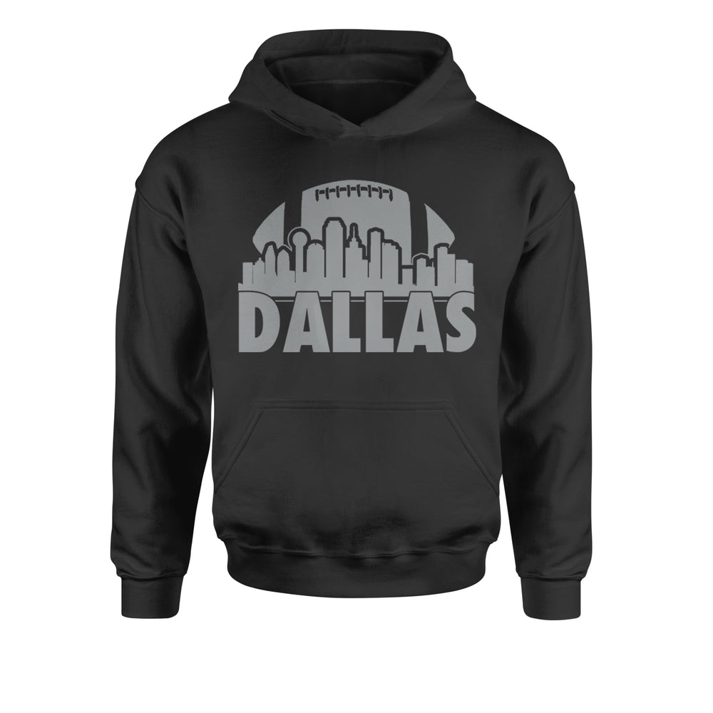 Dallas Texas Skyline Youth-Sized Hoodie Black