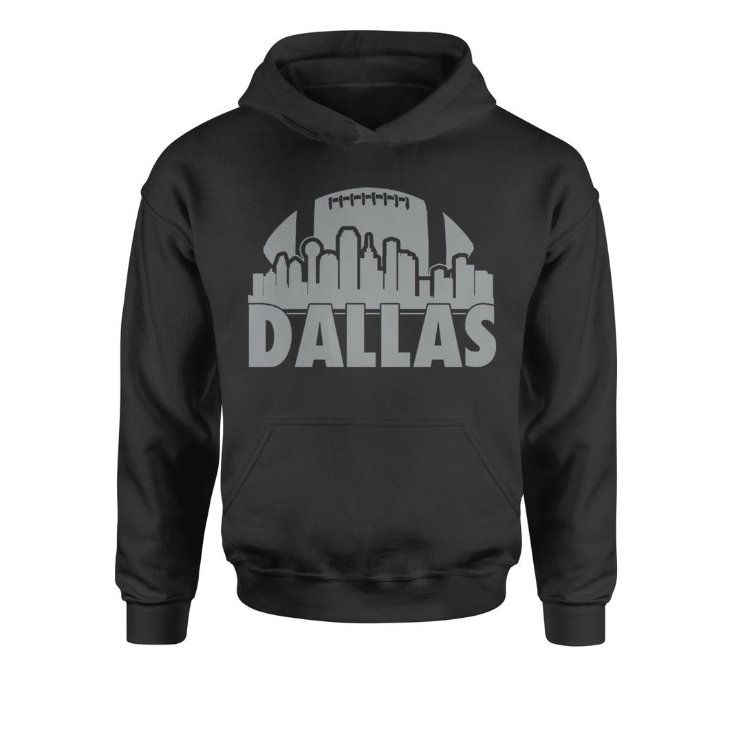Dallas Texas Skyline Youth-Sized Hoodie Black