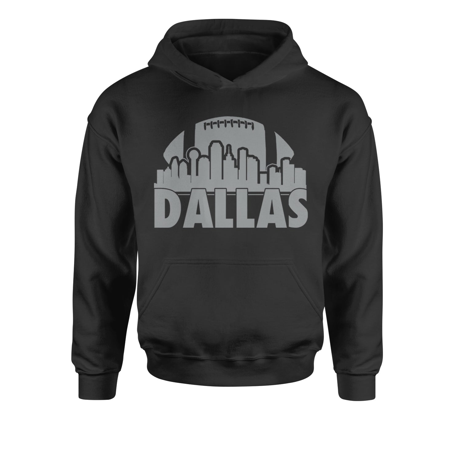 Dallas Texas Skyline Youth-Sized Hoodie Navy Blue